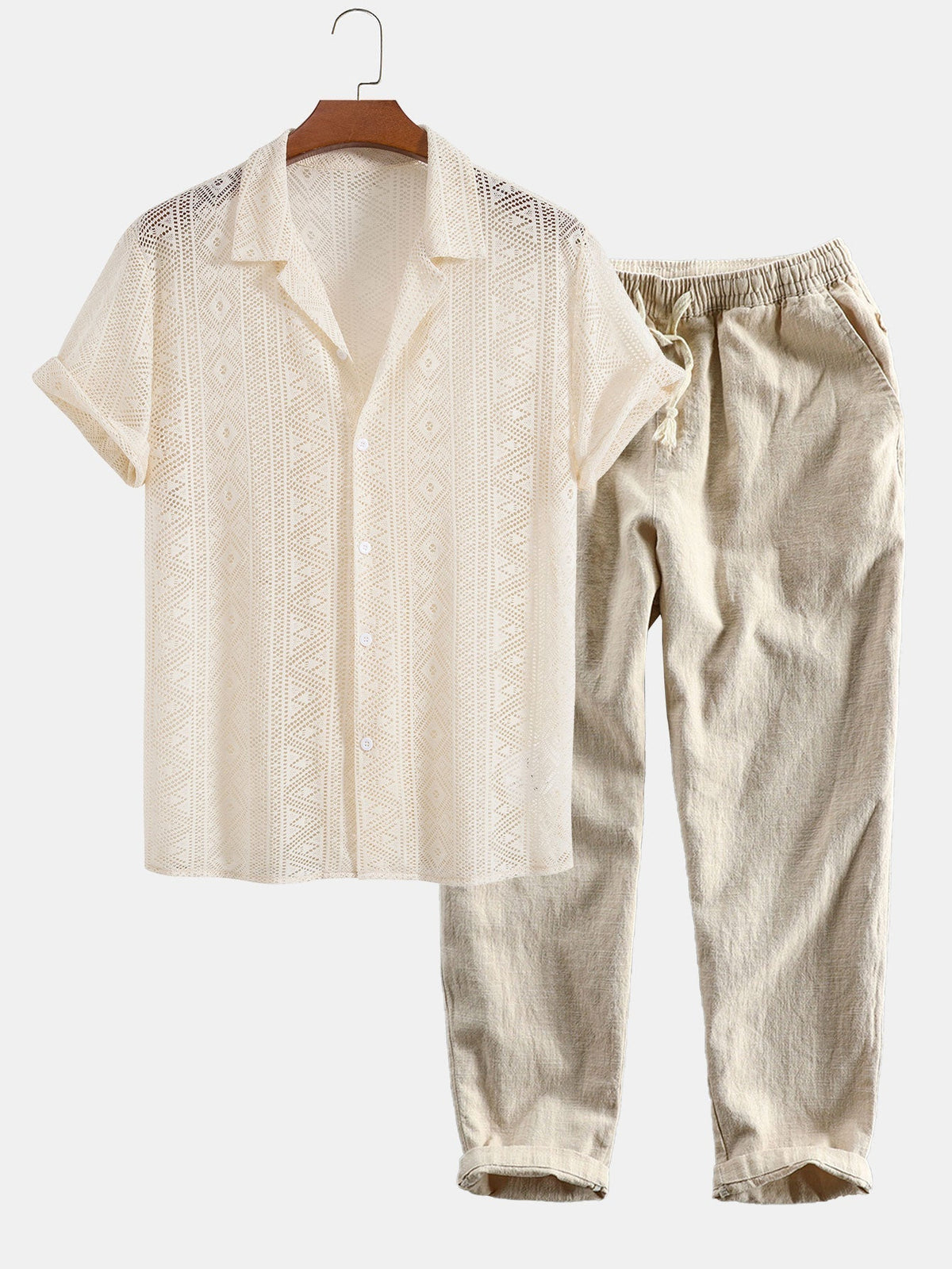 Short Sleeve Textured Polo Set