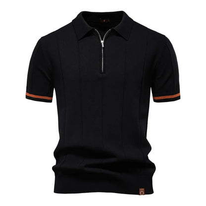 Ribbed Zip Polo