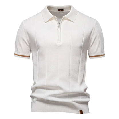 Ribbed Zip Polo