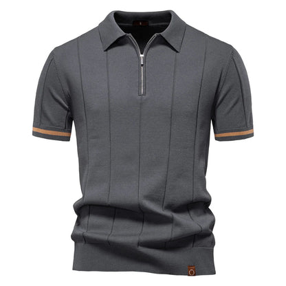Ribbed Zip Polo
