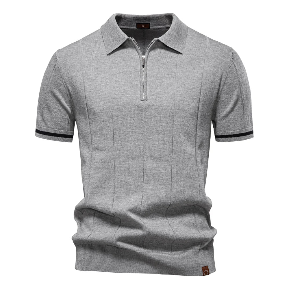 Ribbed Zip Polo