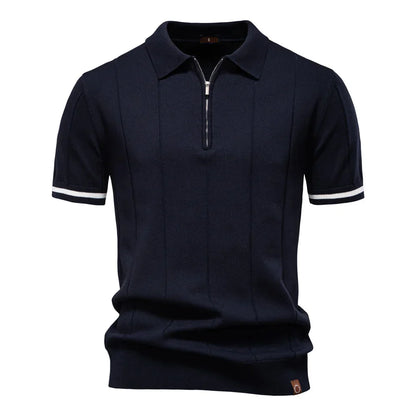 Ribbed Zip Polo