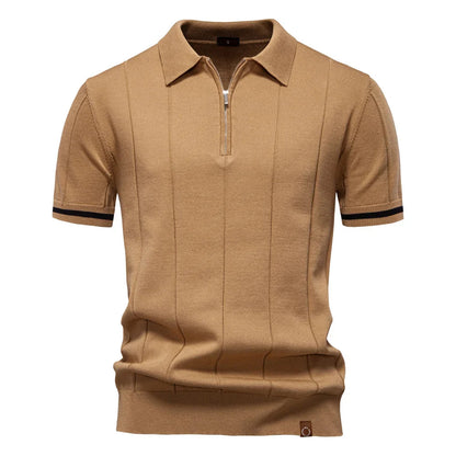 Ribbed Zip Polo